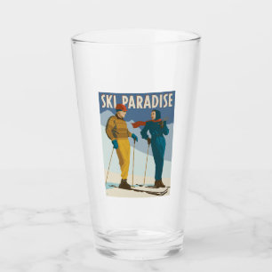 Copo De Pint Ski Paradise Vintage Impressão