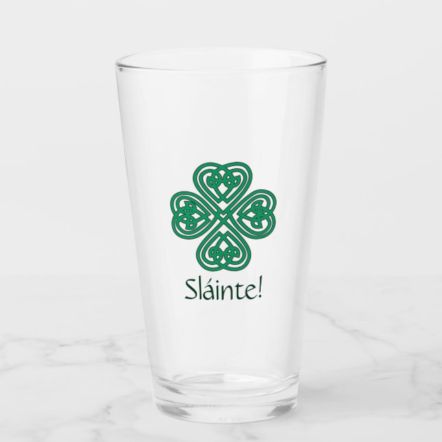 Copo De Pint Sláinte Irish Shamrock Green Celtic Lucky Clover (Frente)