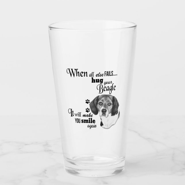 Copo De Pint Slogan da raça canina Beagle moderna art fofa (Frente)