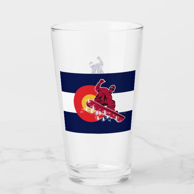Copo De Pint Snowboarder na bandeira do Colorado (Frente)