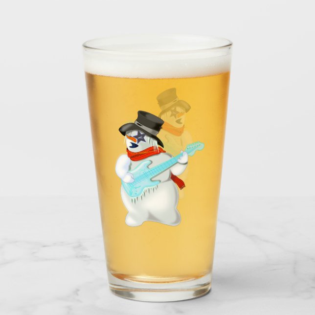 Copo De Pint Snowman com Vidro de Violão (Frente (Preenchido))