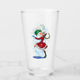 Copo De Pint Snowman e Girl Dancers Glass