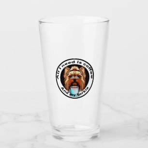 Copo De Pint Só preciso de café e do meu Yorkie. Citação engraç