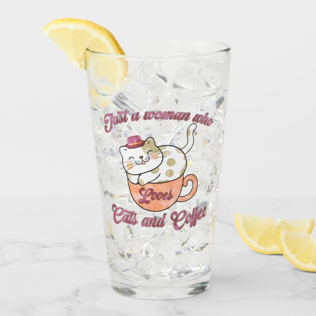 Copo De Pint Só uma mulher que ama gatos e café (Gelo frontal)