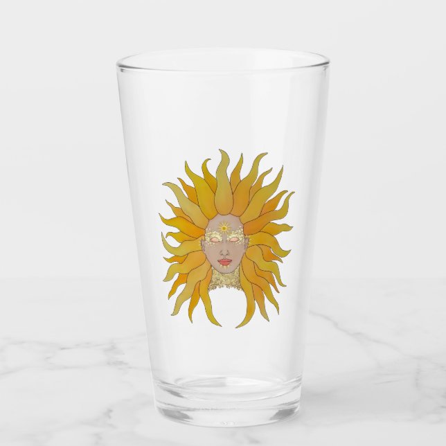 Copo De Pint Sol amarelo-dourado inspirado (Frente)