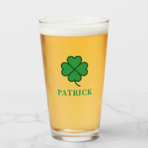 Copo De Pint Sorte Irlandesa Quatro Folhas de Trevo com Nome Mo