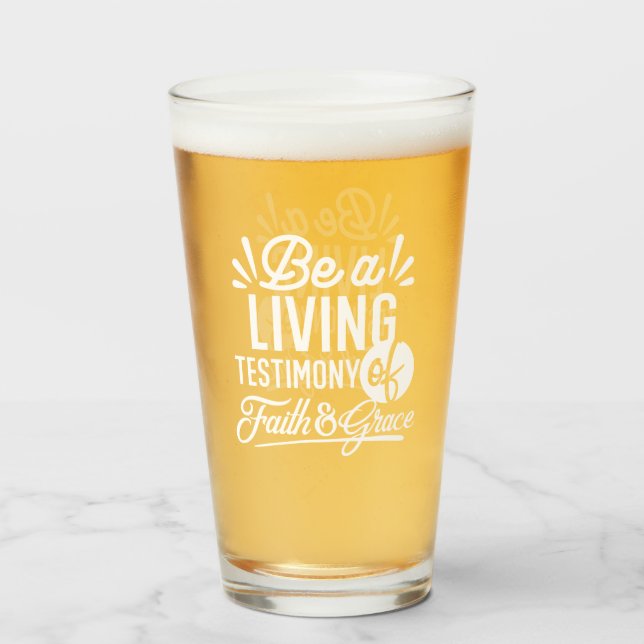 Copo De Pint Spiritual Living Testimony Faith and Grace Quote (Frente (Preenchido))