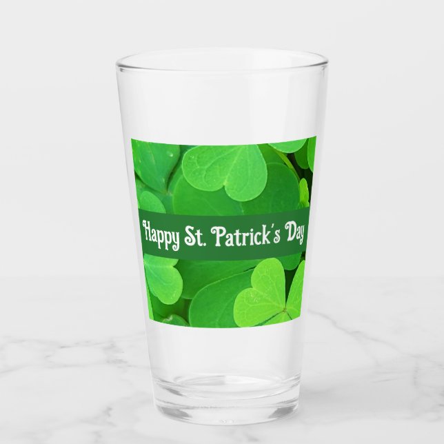 Copo De Pint St. Patrick's Day Green Shamrocks and Clovers      (Frente)
