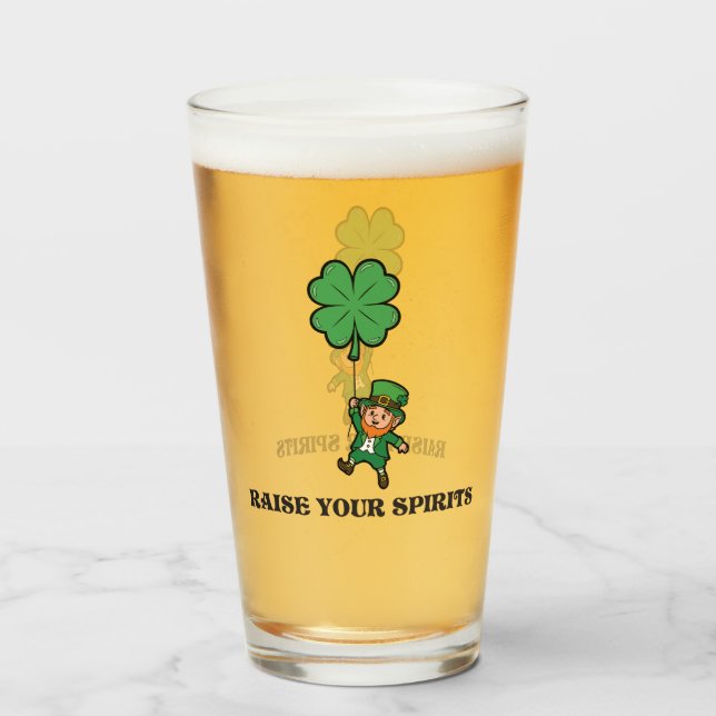 Copo De Pint St. Patrick's Day Raise Your Spirits (Frente (Preenchido))