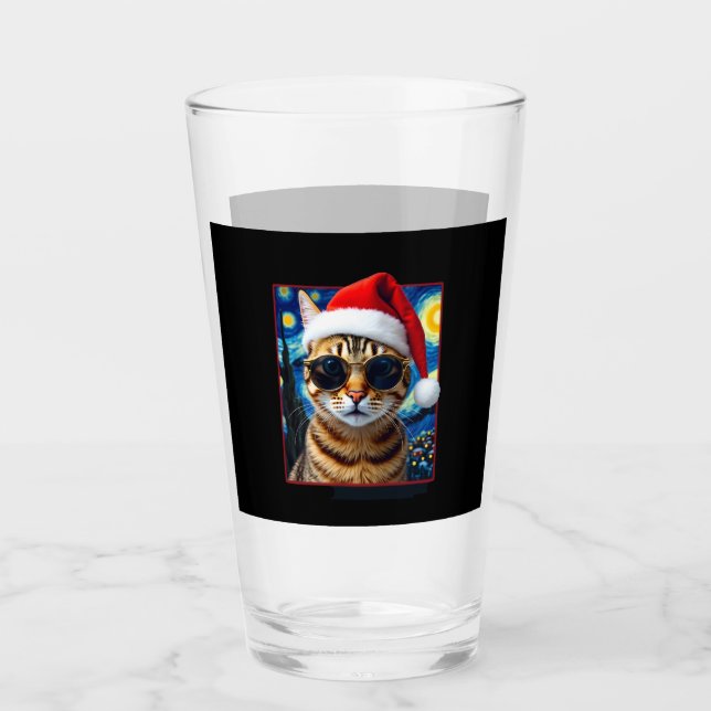 Copo De Pint Starry Night Orange Tabby Cat Christmas (Frente)