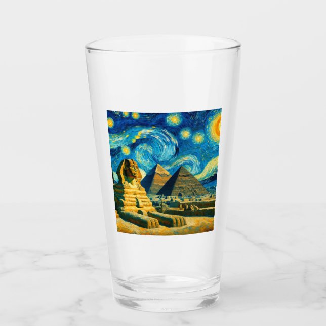 Copo De Pint Starry Night Pyramids Sphinx Egito (Frente)