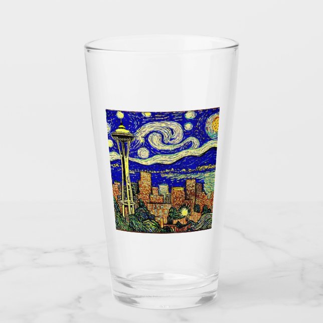 Copo De Pint Starry Night Seattle Washington (Frente)