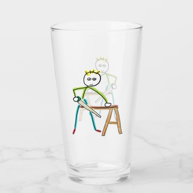 Copo De Pint Stickman de Carpintaria (Frente)