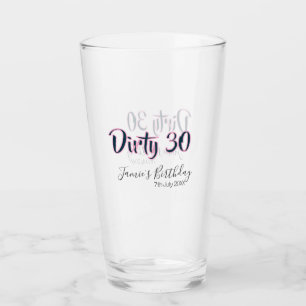 Copo De Pint Sujo 30 feliz aniversário nome data rosa cinza cal