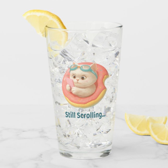 Copo De Pint Summer Pool Day: Bao Bao Cat in Donut Float Art (Gelo frontal)