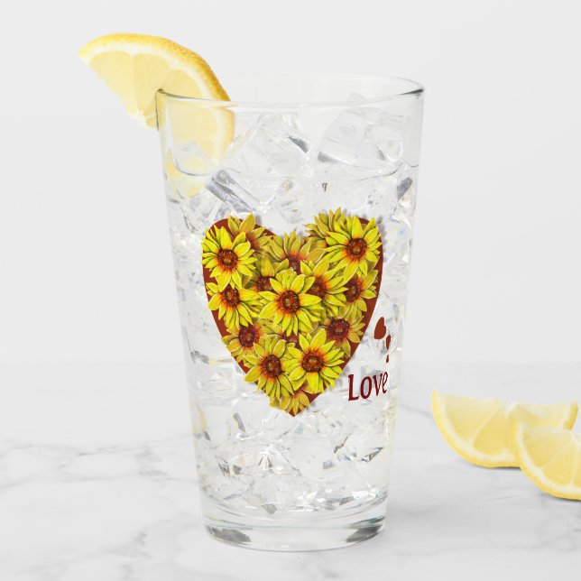 Copo De Pint Sunflower Heart Drinking Glass (Gelo frontal)