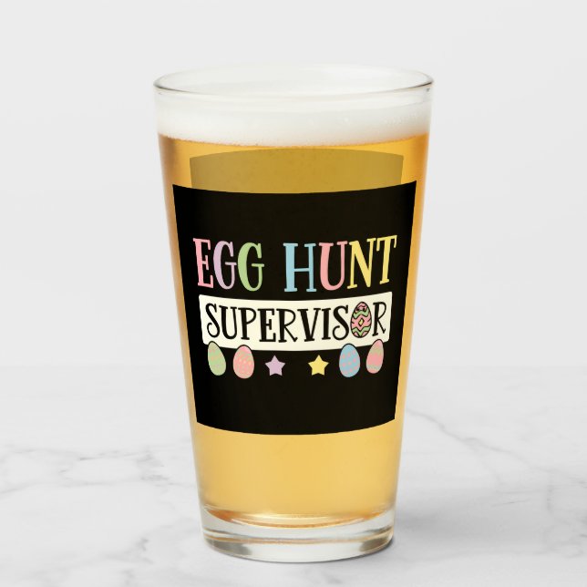 Copo De Pint Supervisor de Caça aos Ovos de Páscoa Divertida Fa (Frente (Preenchido))