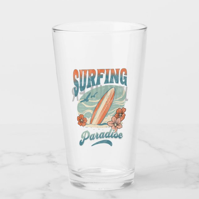 Copo De Pint Surfing Paradise retro style design (Frente)