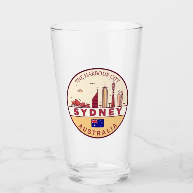 Copo De Pint Sydney Austrália City Skyline Emblem (Frente)