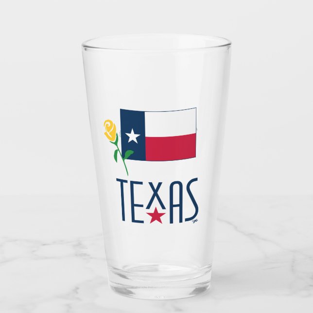 Copo De Pint Symbols of Texas, Texas Flag and Yellow Rose (Frente)