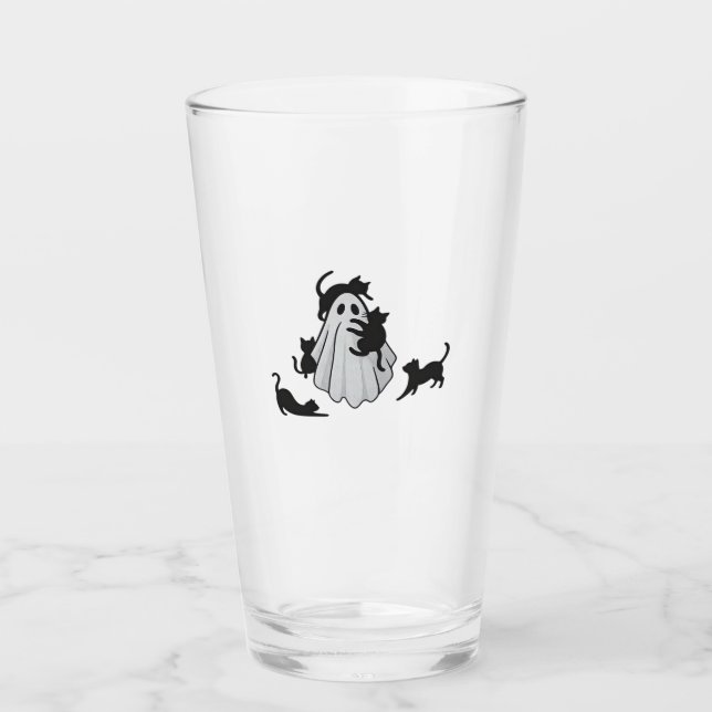 Copo De Pint T-Shirt Clássico Ghost e Gatos Negros (Frente)
