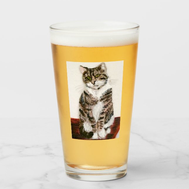 Copo De Pint Tabby Cat Art Moggie Gatinho (Frente (Preenchido))