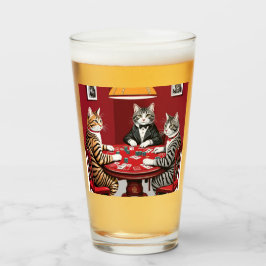 Copo De Pint Tabby Cats Reproduzindo Poker