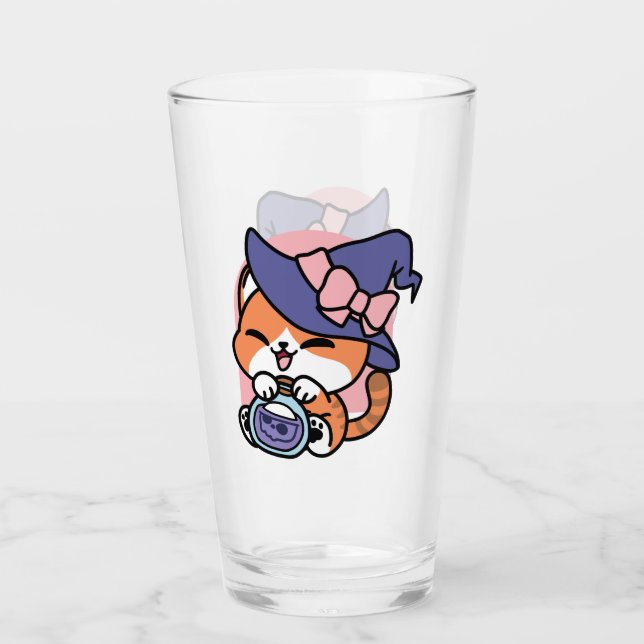 Copo De Pint Tabby Witch Brew – Design de Gato Fofo de Hallowee (Frente)