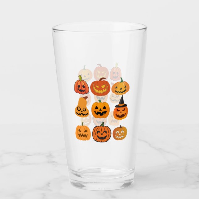 Copo De Pint Taça de Vidro de Abóbora Halloween (Frente)