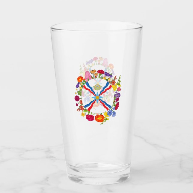 Copo De Pint Taça de Vidro de Bandeira Assíria (Frente)