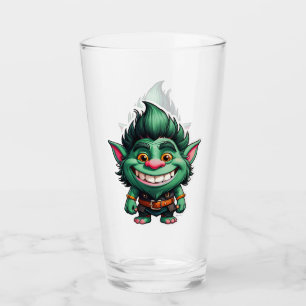 Copo De Pint Taça de Vidro de Ilustração Feliz de Pequeno Troll
