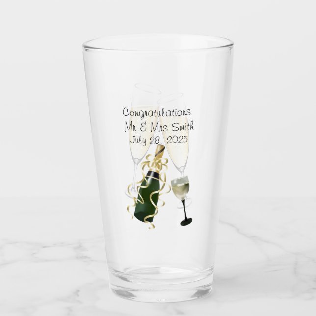 Copo De Pint Taça de vidro de Parabéns monogramas (Frente)