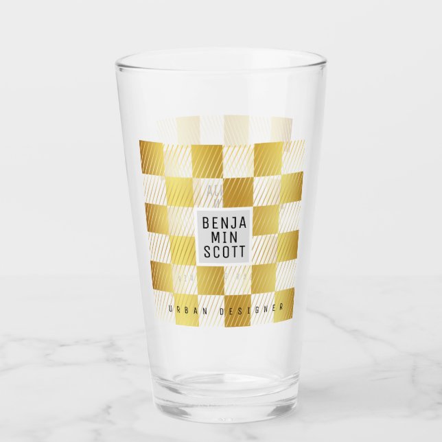 Copo De Pint Taça de Vidro Dourada Elegante (Frente)