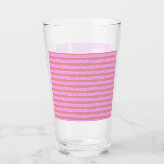 Copo De Pint Taça de Vidro Geométrico Rosa (Frente)