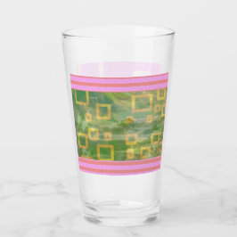 Copo De Pint Taça de Vidro Geométrico Verde Rosa