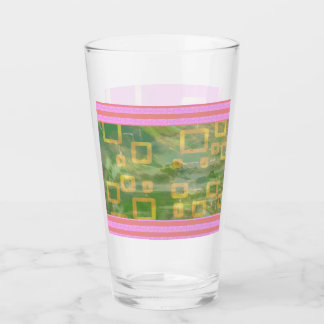 Copo De Pint Taça de Vidro Geométrico Verde Rosa