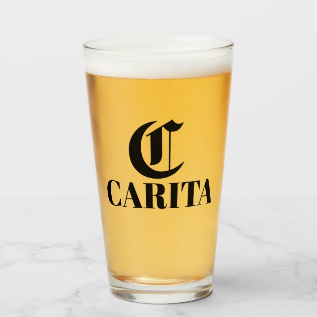 Copo De Pint Taça de vidro monograma (Frente (Preenchido))