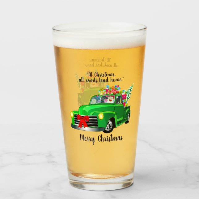 Copo De Pint Taça de Vidro para Presentes na Estrada de Natal (Traseira (Preenchido))