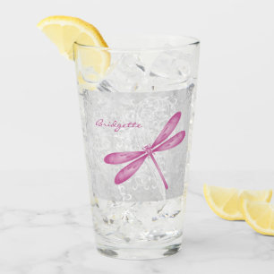 Copo De Pint Taça de Vidro Personalizada de Dragonfly Magenta