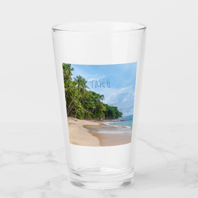 Copo De Pint Tahiti Sand Beach Blue Sky Palm Trees (Frente)