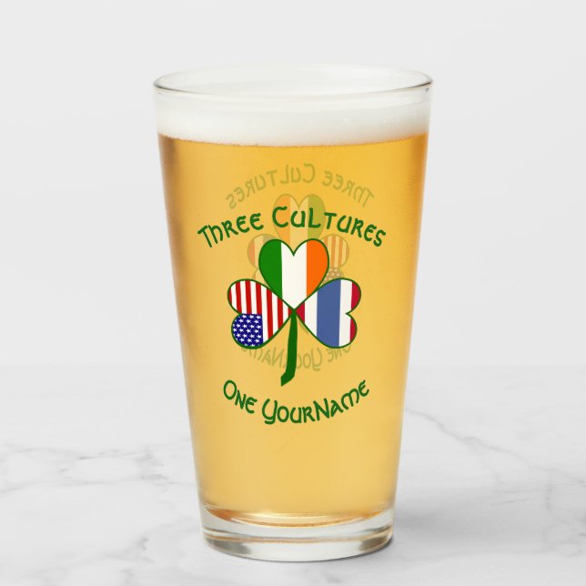 Copo De Pint Tailandês Irish American Flags Shamrock Personaliz (Frente (Preenchido))