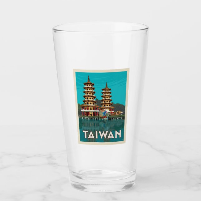 Copo De Pint Taiwan | Dragão E Pagodas De Tigre (Frente)