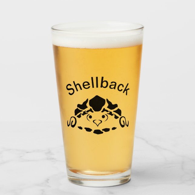Copo De Pint Tartaruga Assustada Escondendo-se em seu Shell (Frente (Preenchido))