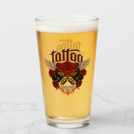 Copo De Pint Tatuagem Antiga Sub Cultura Rosas Punhos Cerveja