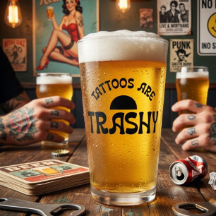 Copo De Pint Tatuagens São Tipografia Preta Engraçada e Sem Cla