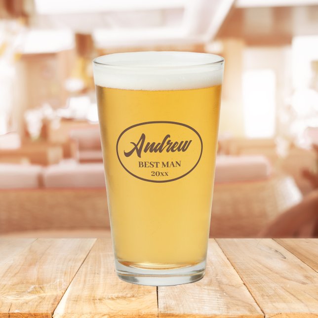 Copo De Pint Taupe Stylized Name Wedding Best Man (In Situ Table)