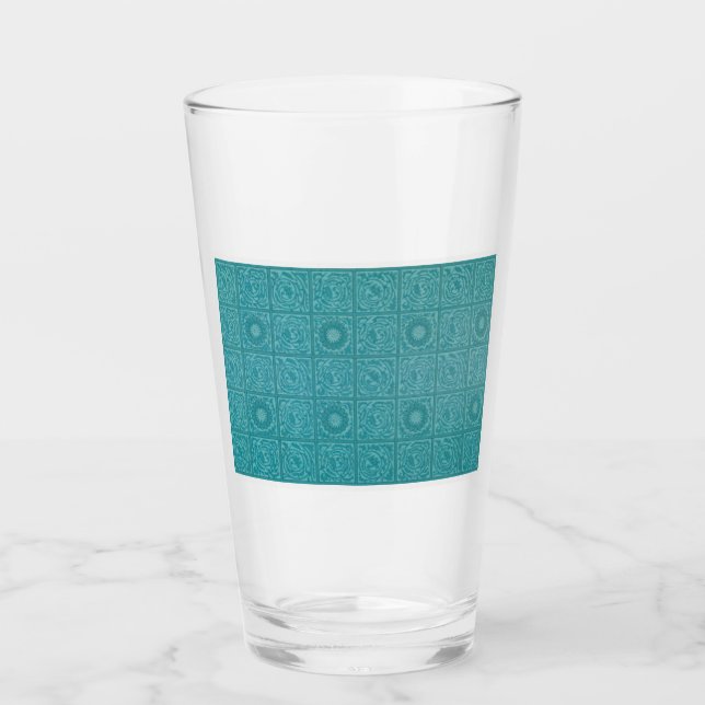 Copo De Pint Teal Azulejo Pattern (por William Morris) (Frente)