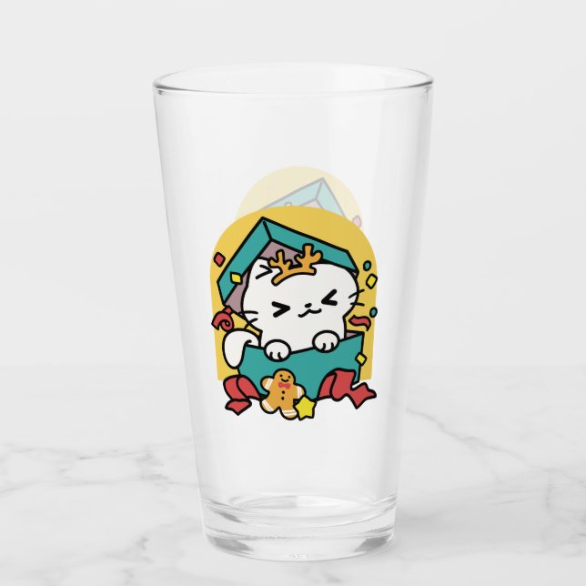 Copo De Pint Tempo Puro! - Design de Natal para Gatos Festivos (Frente)
