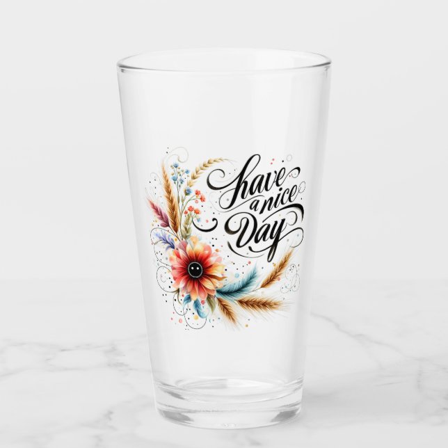 Copo De Pint Tenha um bom dia floral (Frente)
