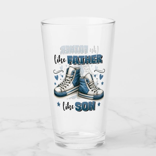 Copo De Pint Tênis Azuis Como Pai, Como Filho (Frente)